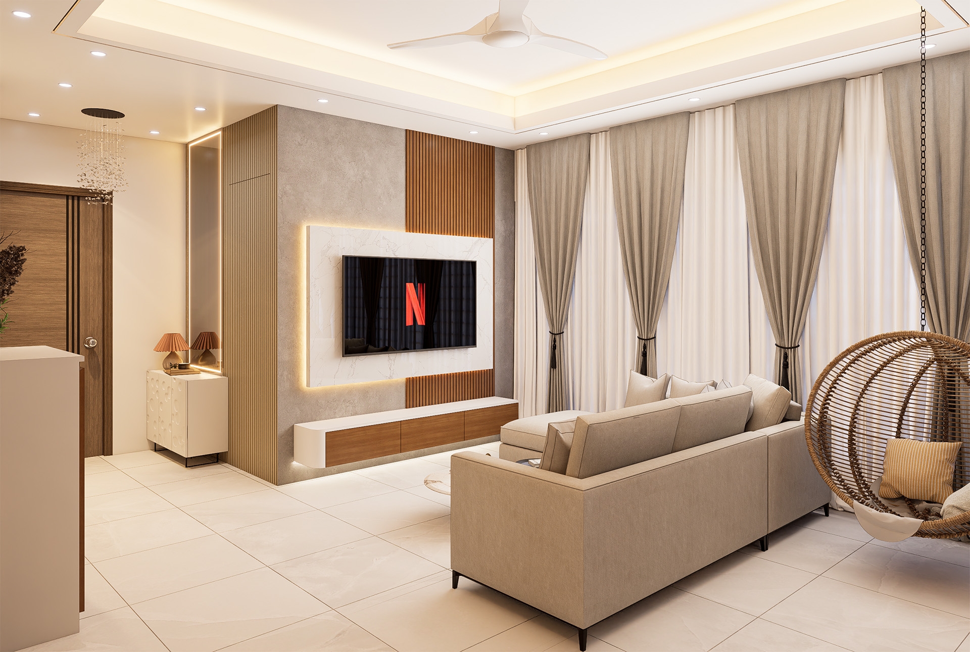 Elegant Living and Dining Space Design