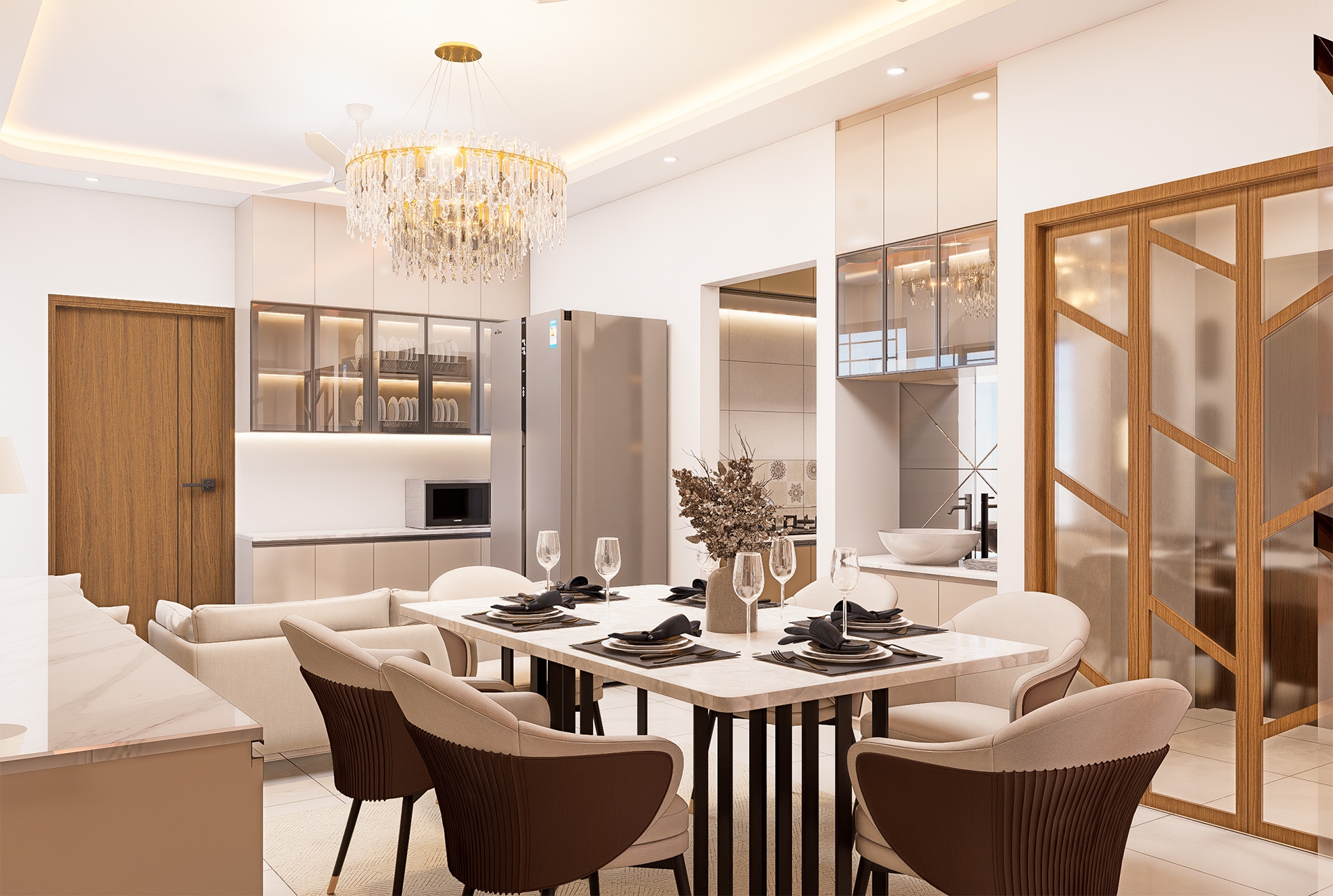 Modern Luxury Living & Dining Interior Design