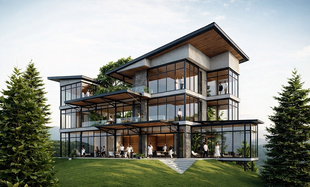 Contemporary Glass Villa on Hillside