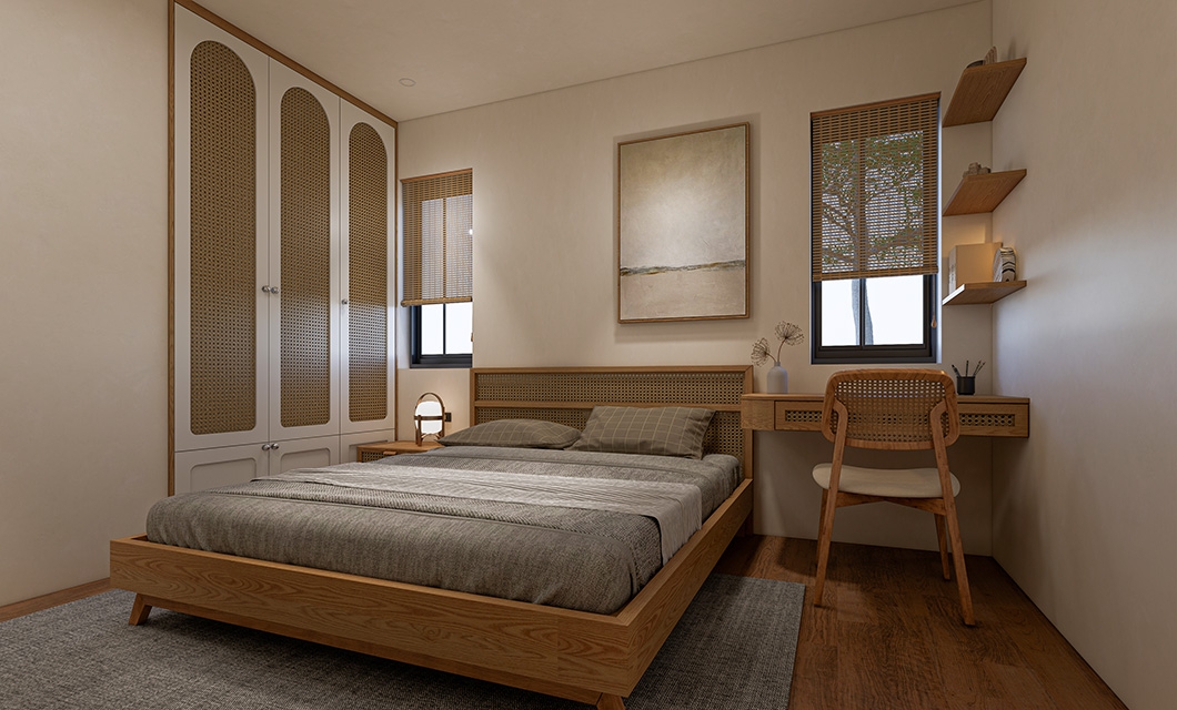 Modern Living & Kitchen in White and Light Wood