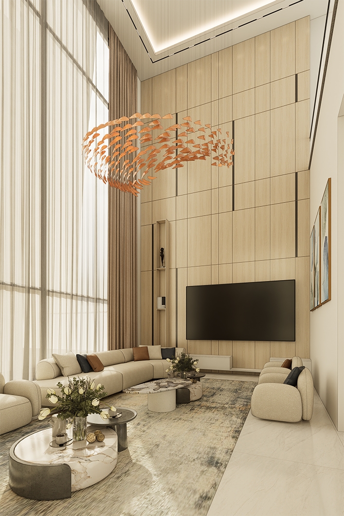 Double-Height Luxury Living Room Design