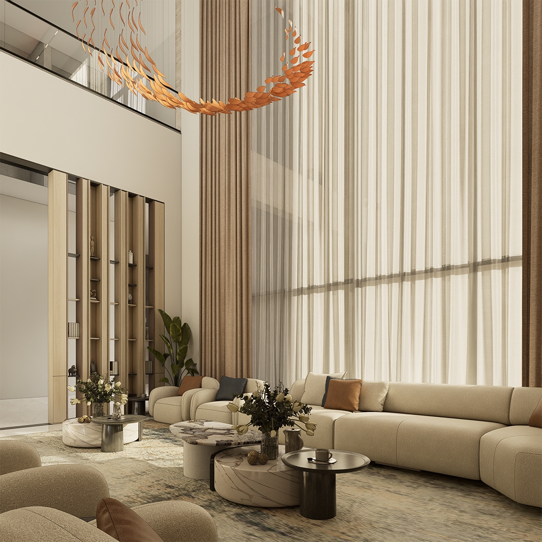 Double-Height Luxury Living Room Design